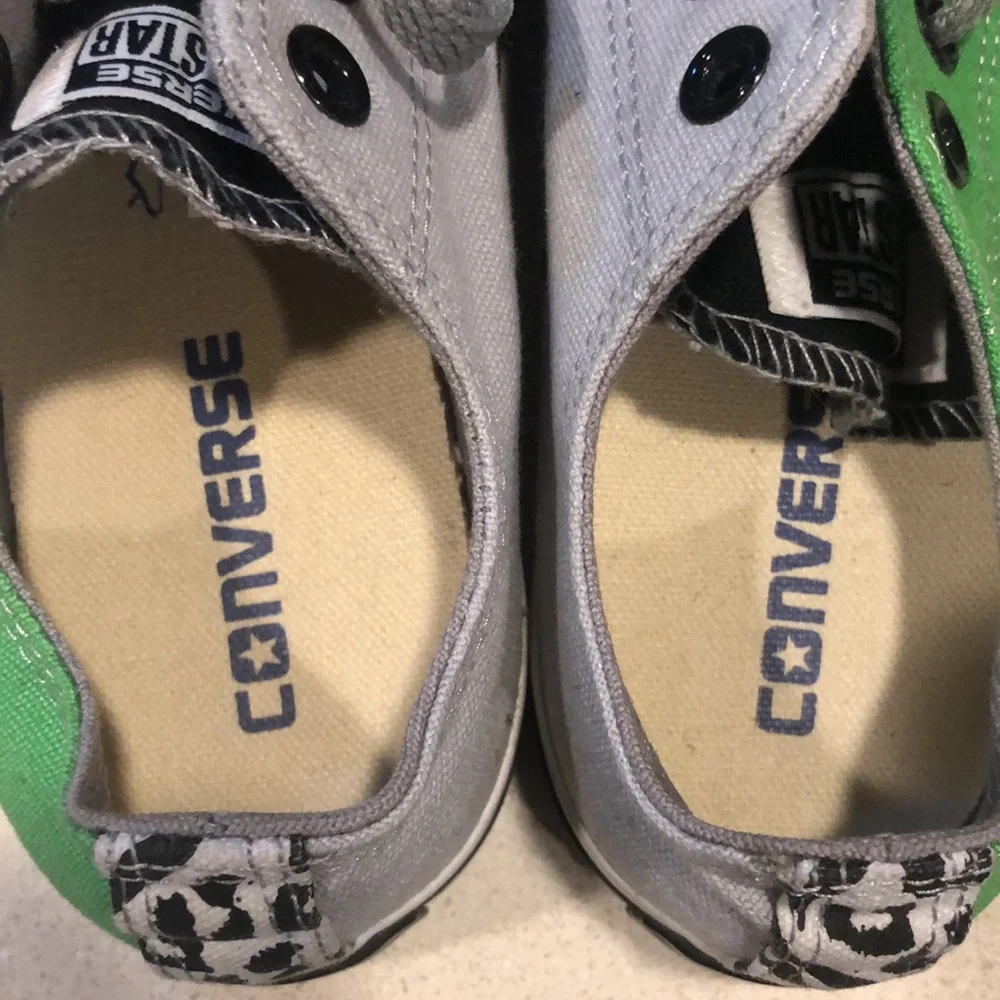 CONVERSE ALLSTAR CUSTOM MADE LOW TOP SNEAKERS GREEN GRAY BLK WHITE ZEBRA SIZE 7 - Picture 7 of 11